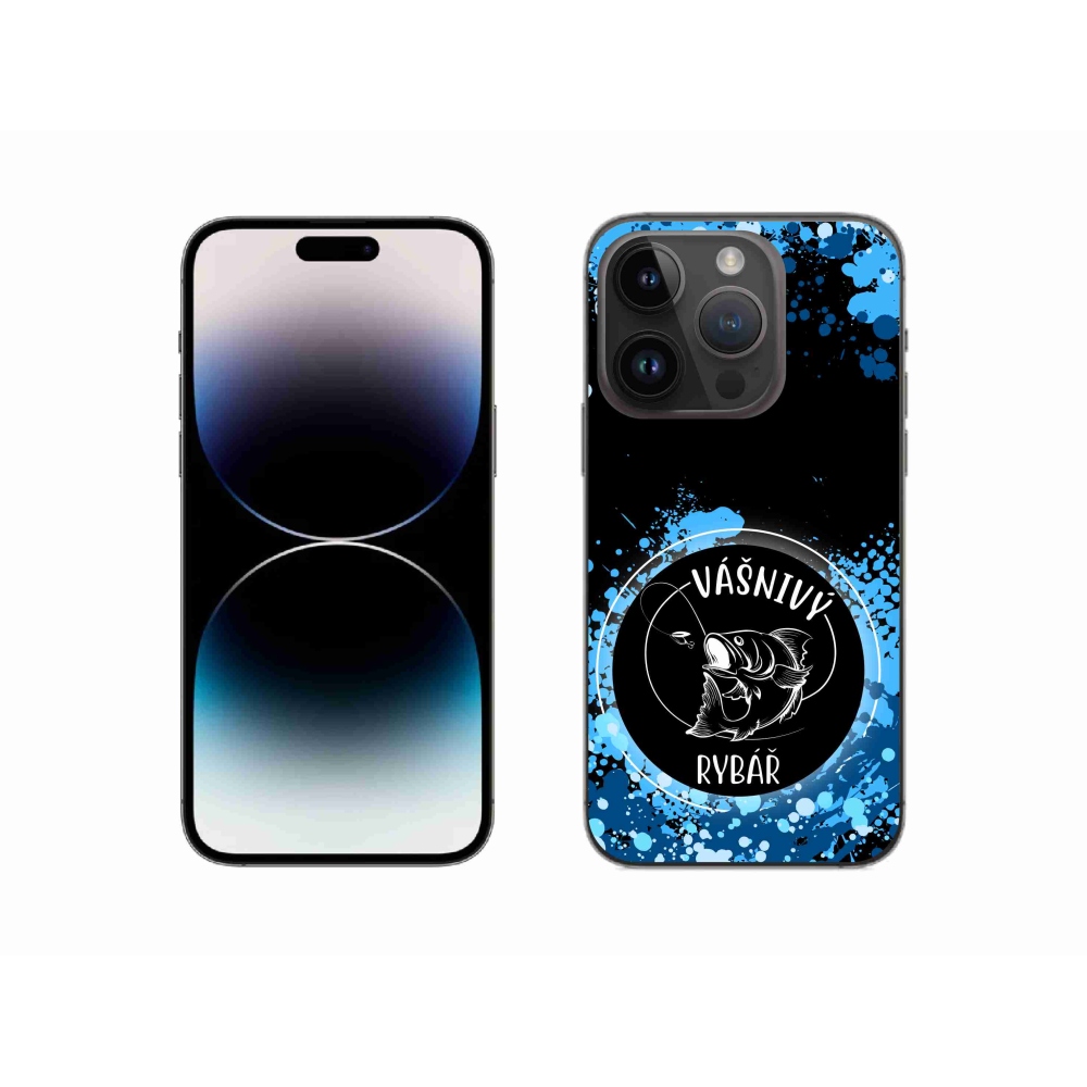 Gelový kryt mmCase na iPhone 14 Pro 6.1 - vášnivý rybář černé pozadí