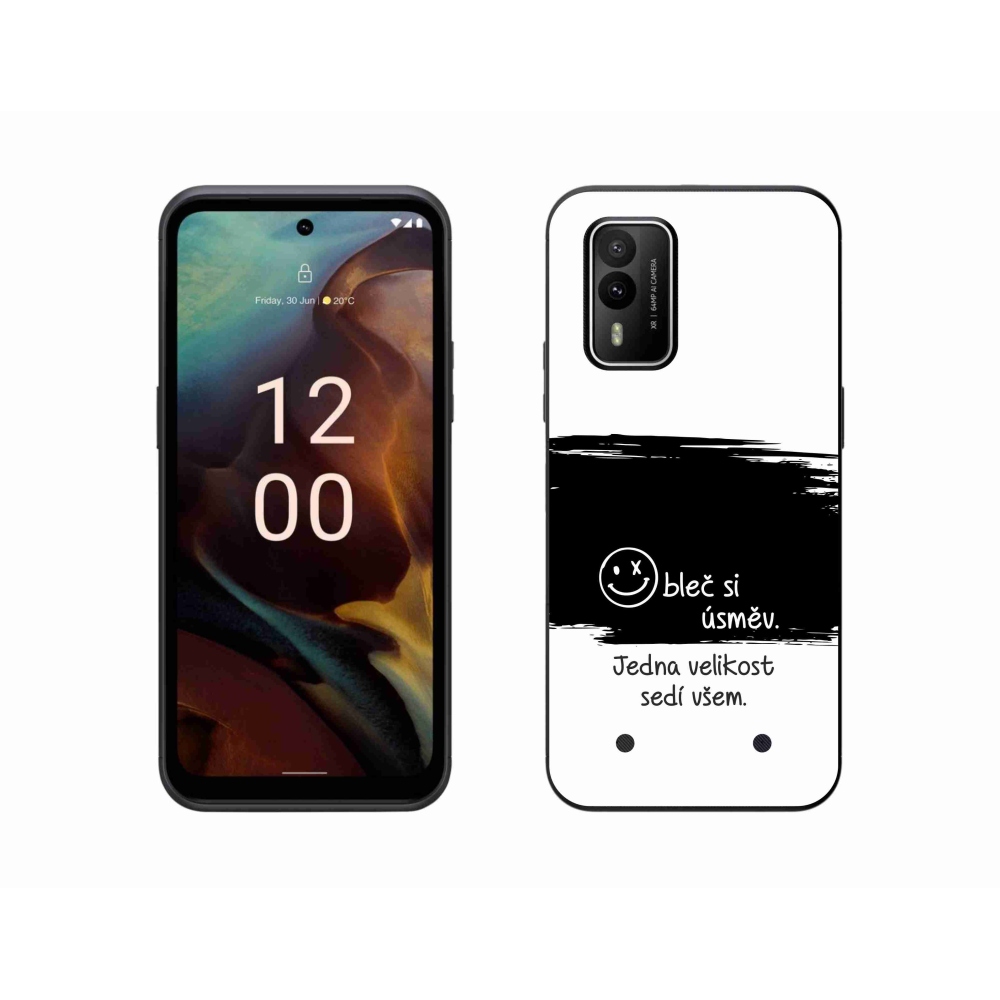 Gelový kryt mmCase na Nokia XR21 - vtipný text 8 černobílé pozadí
