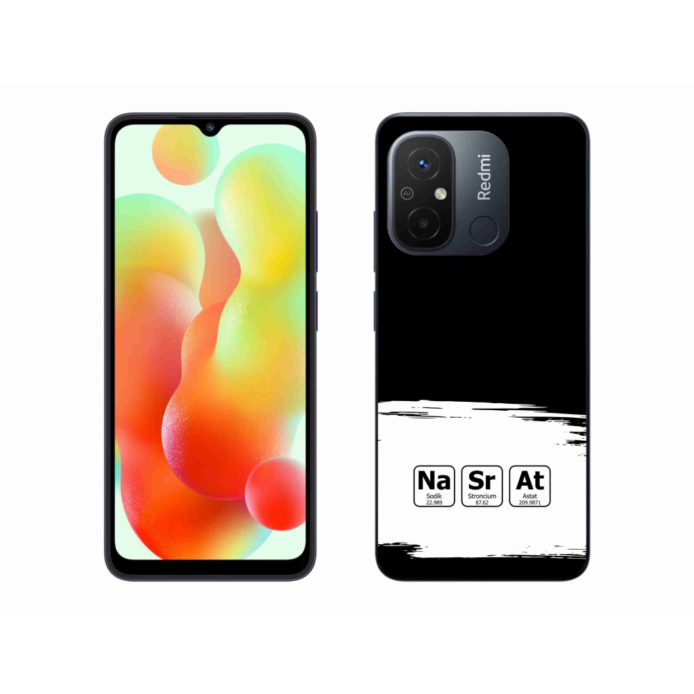 Gelový kryt mmCase na Xiaomi Redmi 12C - chemické prvky bíločerné pozadí