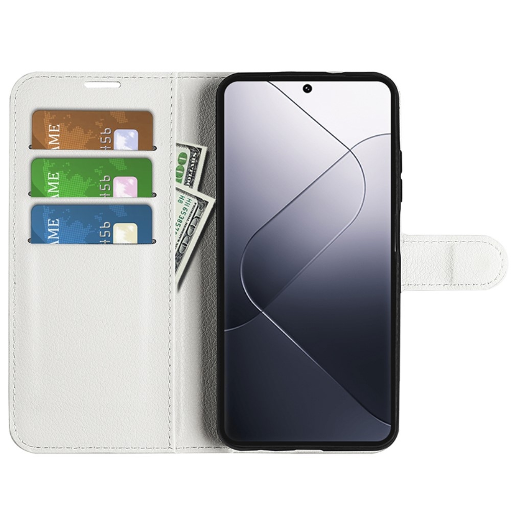Litchi knížkové pouzdro na Xiaomi 14 Pro - bílé