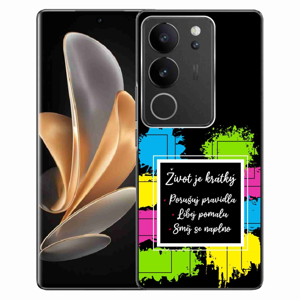 Gelový kryt mmCase na Vivo V29 5G - citát 5 černé pozadí
