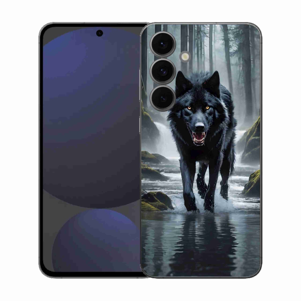 Gelový kryt mmCase na Samsung Galaxy S25 FE - černý vlk