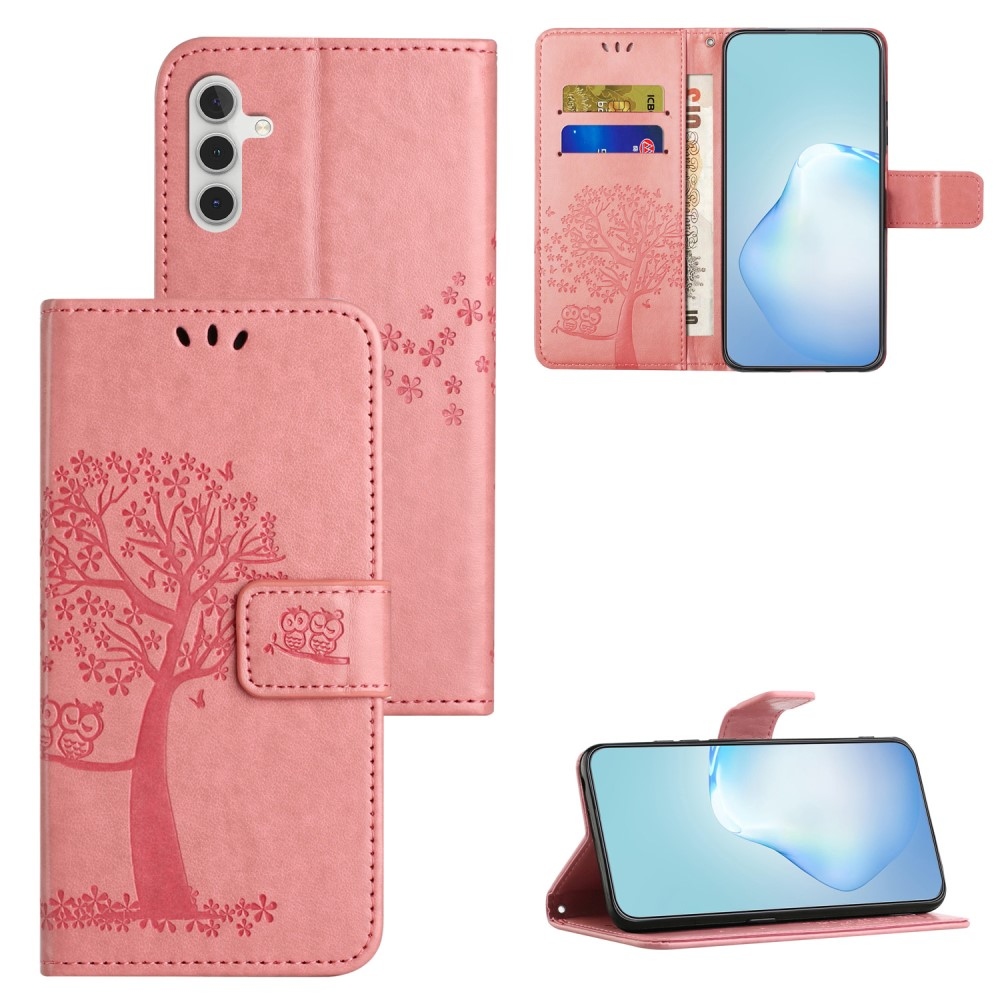 Tree knížkové pouzdro na Samsung Galaxy A15 4G/5G - růžové