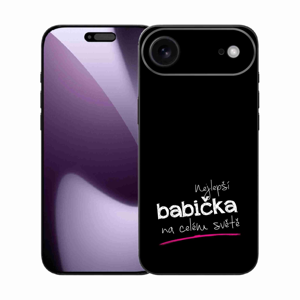 Gelový kryt mmCase na iPhone 17 Air - nejlepší babička 4 černé pozadí