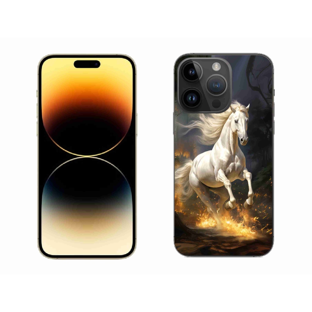 Gelový kryt mmCase na iPhone 14 Pro Max - bílý kůň 2