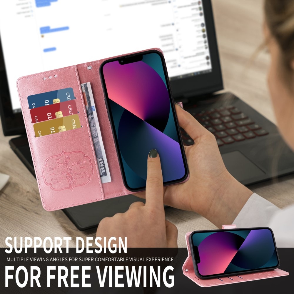 Flowery knížkové pouzdro na Realme 14 5G - růžové