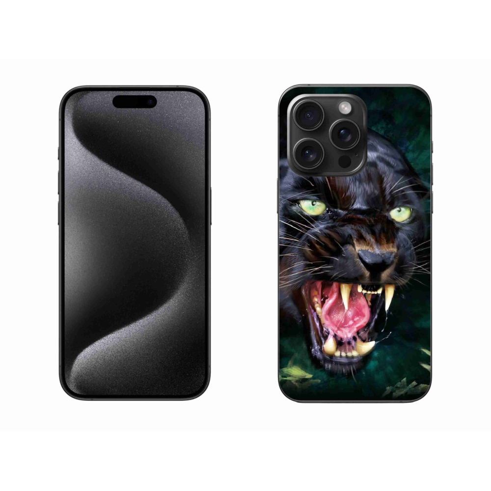 Gelový kryt mmCase na iPhone 15 Pro Max - rozzuřený černý panter