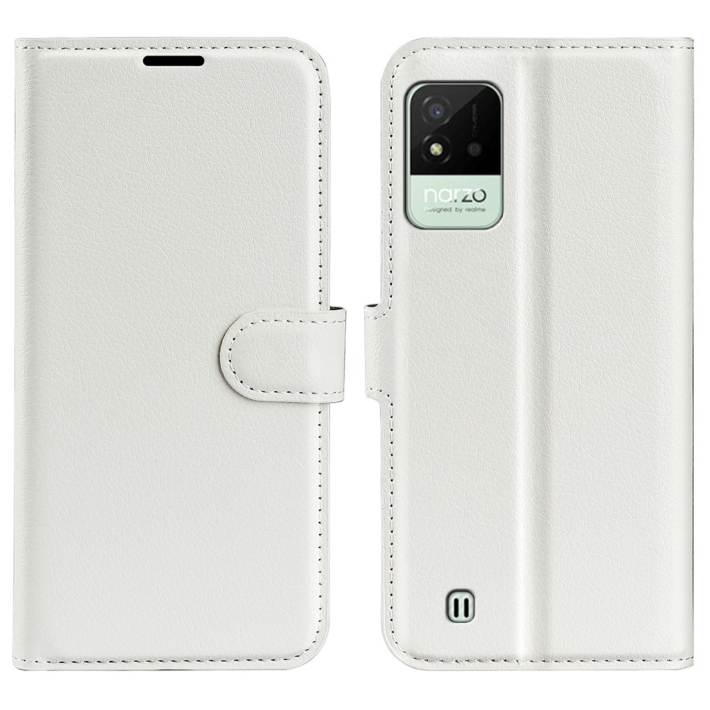 Litchi knížkové pouzdro na Realme Narzo 50i - bílý