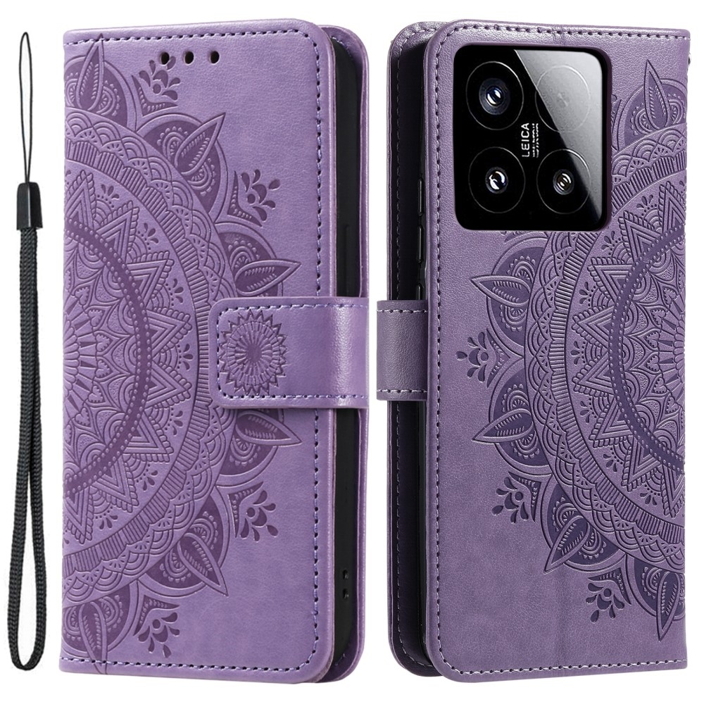 Mandala knížkové pouzdro na Xiaomi 15 - fialové