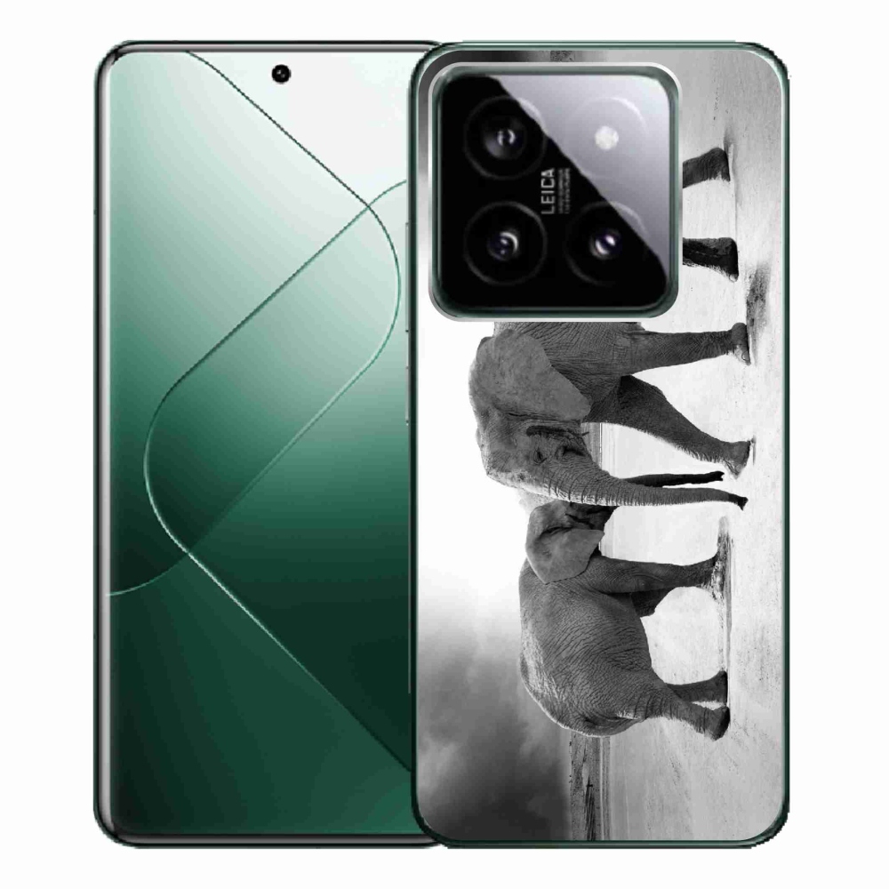 Gelový kryt mmCase na Xiaomi 14 Pro - černobílí sloni