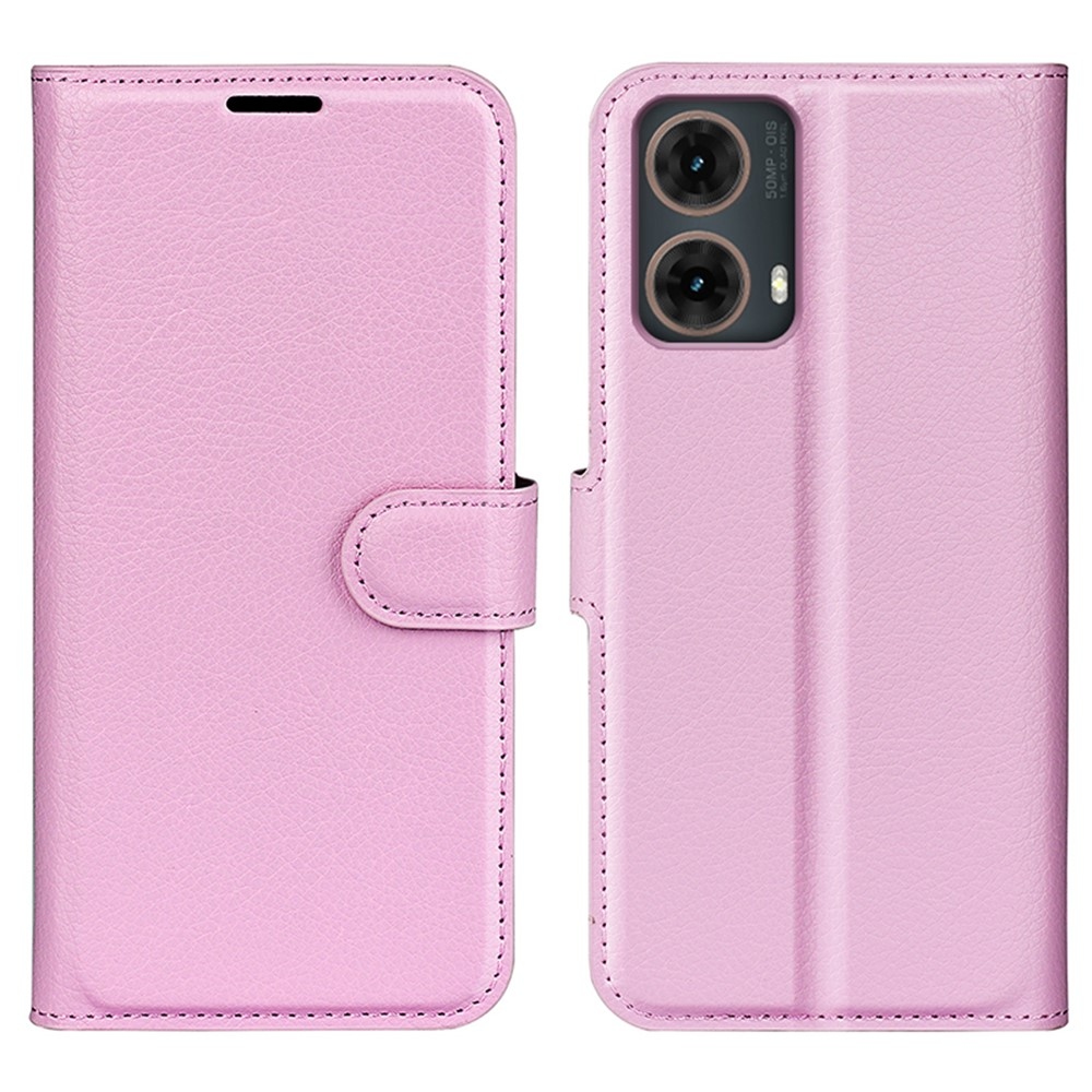 Litchi knížkové pouzdro na Motorola Moto G85 5G - růžové