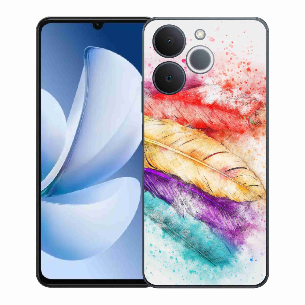 Gelový kryt mmCase na Realme Note 70T - barevné peří