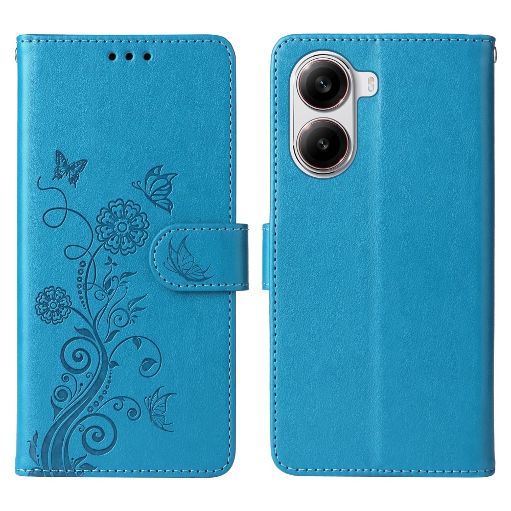 Flowery knížkové pouzdro na Xiaomi Poco X7 Pro 5G - modré