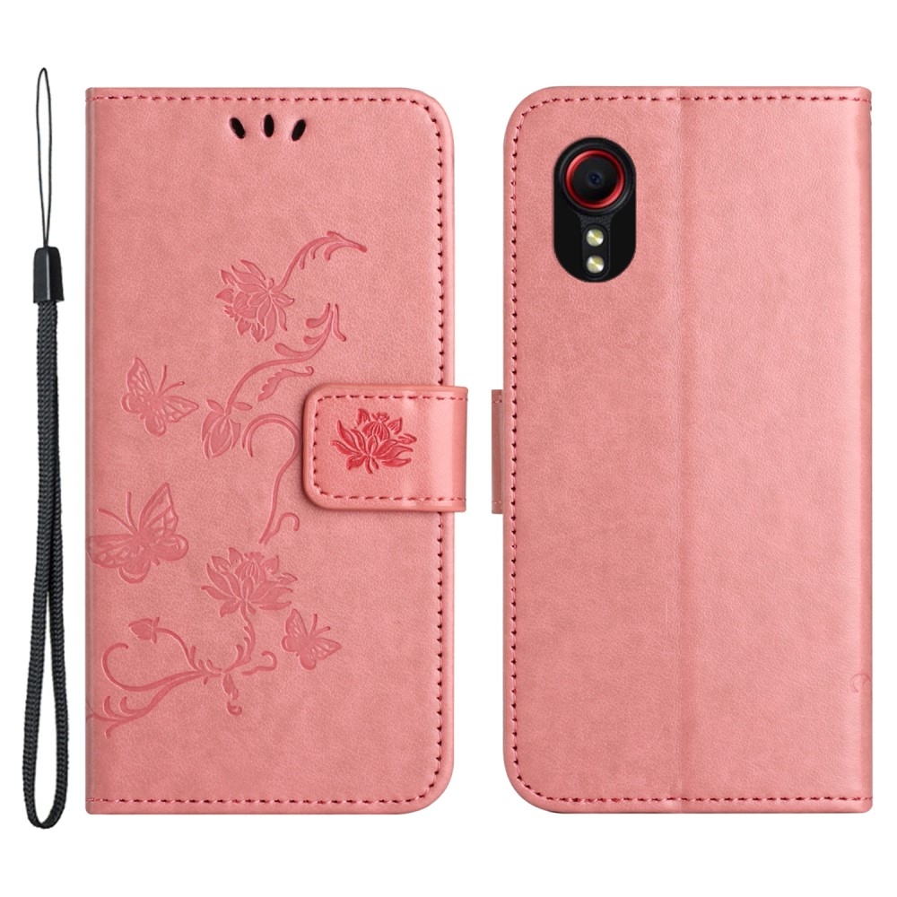 Flower knížkové pouzdro na Samsung Galaxy Xcover 7 - růžové
