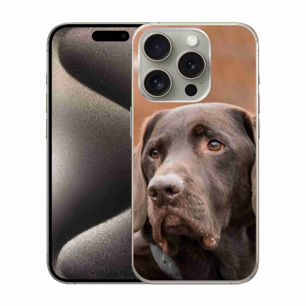 Gelový obal mmCase na iPhone 15 Pro - hnědý labrador