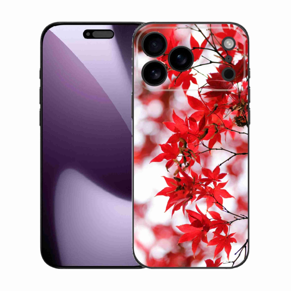 Gelový kryt mmCase na iPhone 17 Pro Max - červené listy
