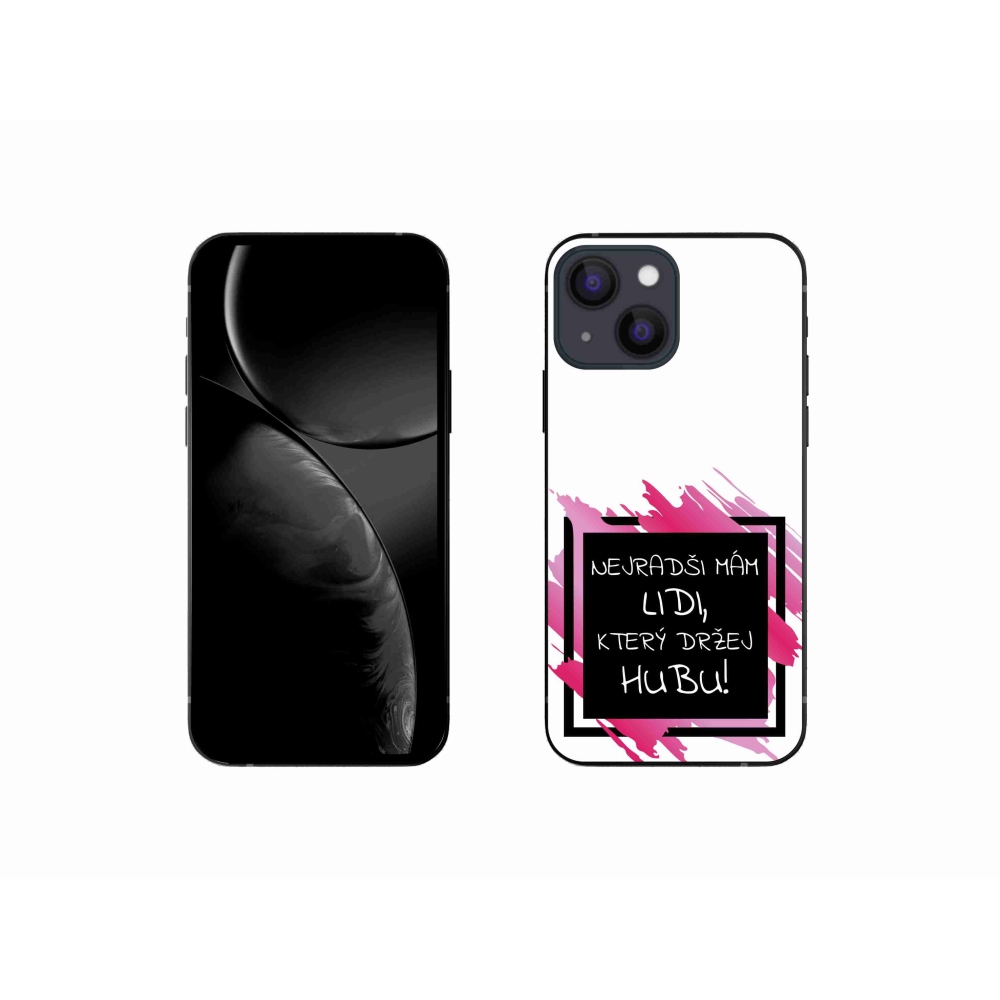 Gelový kryt mmCase na iPhone 13 mini 5.4 - vtipný text 7 černobílé pozadí