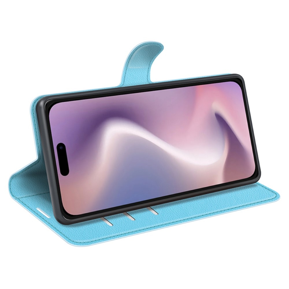 Litchi knížkové pouzdro na iPhone 16 Pro - modré