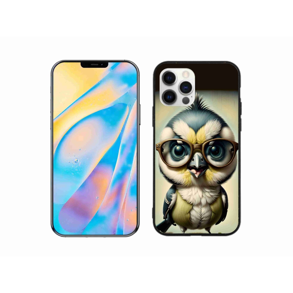 Gelový kryt mmCase na iPhone 12 Pro - mládě s brýlemi