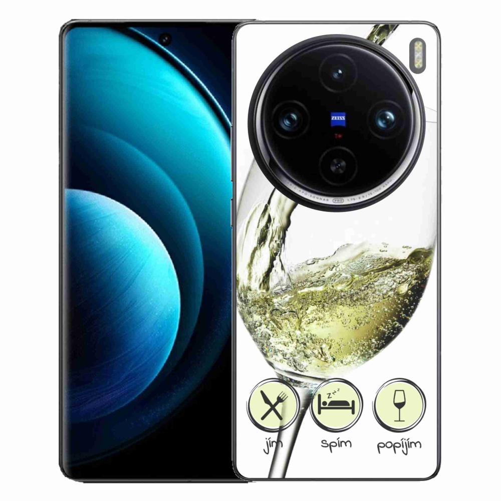 Gelový obal mmCase na Vivo X100 Pro 5G - sklenička vína bílé