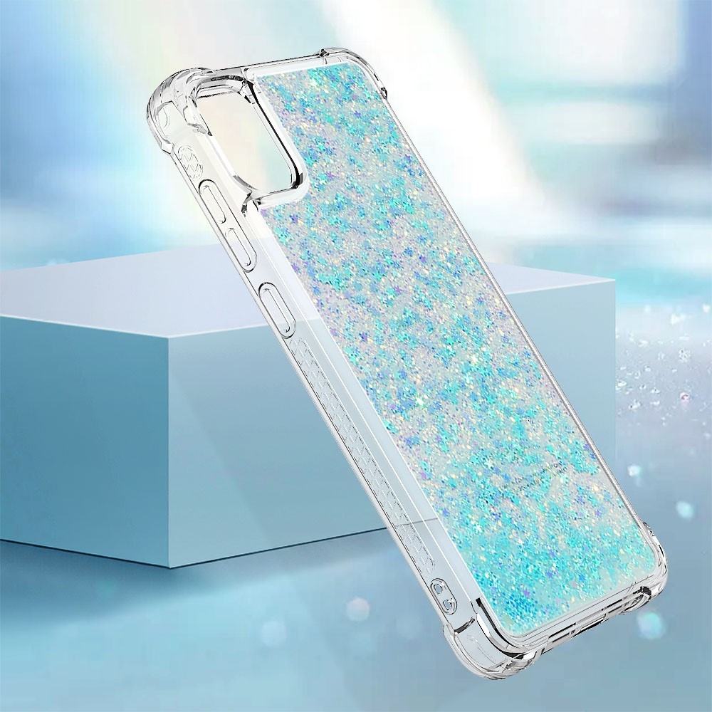 Glitter přesýpací gelový obal na Samsung Galaxy A06 4G - modrý/hvězdičky
