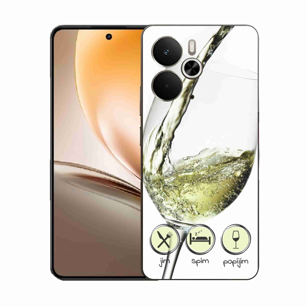 Gelový kryt mmCase na Realme 14 5G - sklenička vína bílé