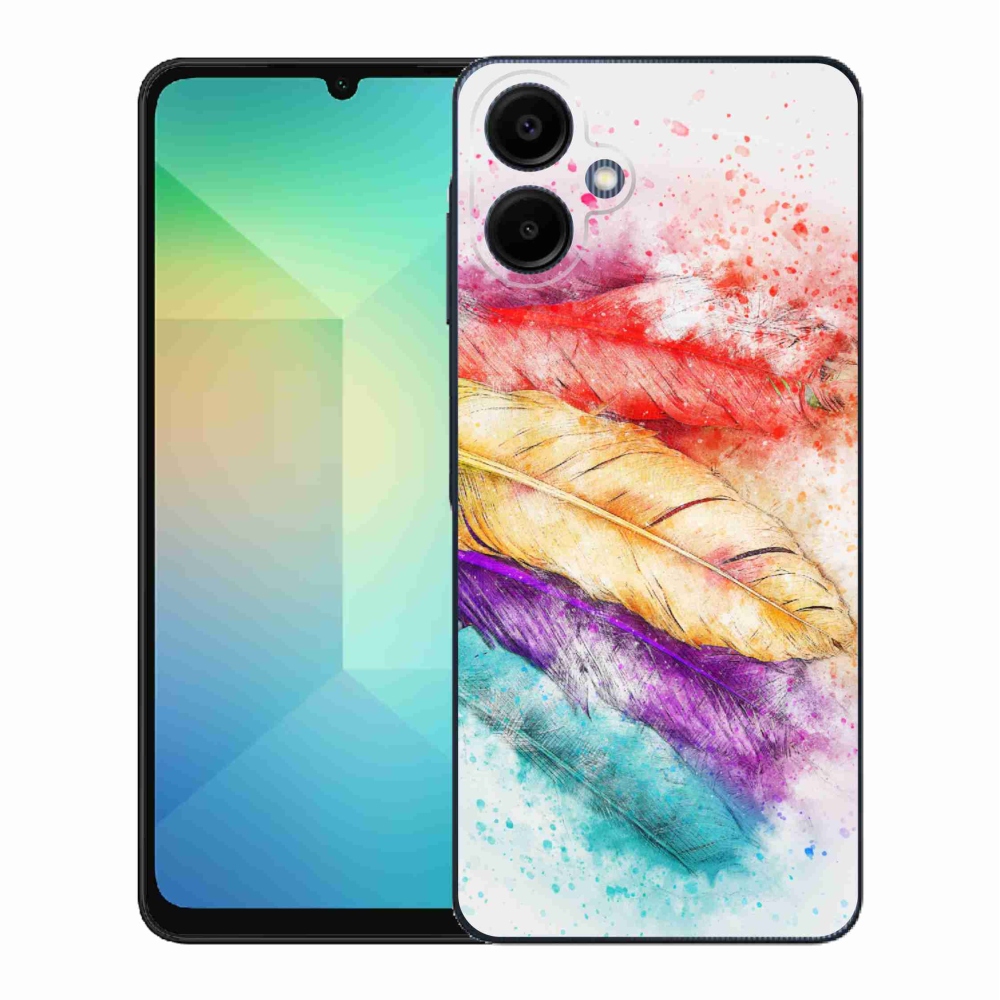 Gelový kryt mmCase na Samsung Galaxy A06 4G - barevné peří
