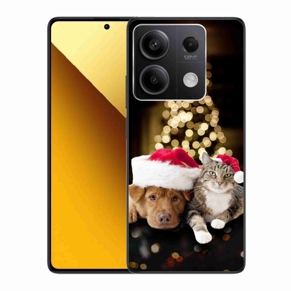 Gelový kryt mmCase na Xiaomi Redmi Note 13 5G - vánoční pes a kočka