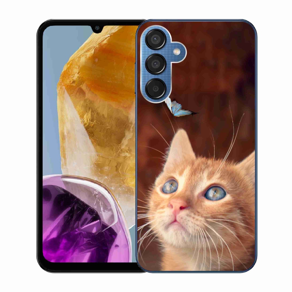 Gelový kryt mmCase na Samsung Galaxy M15 5G - motýl a kotě