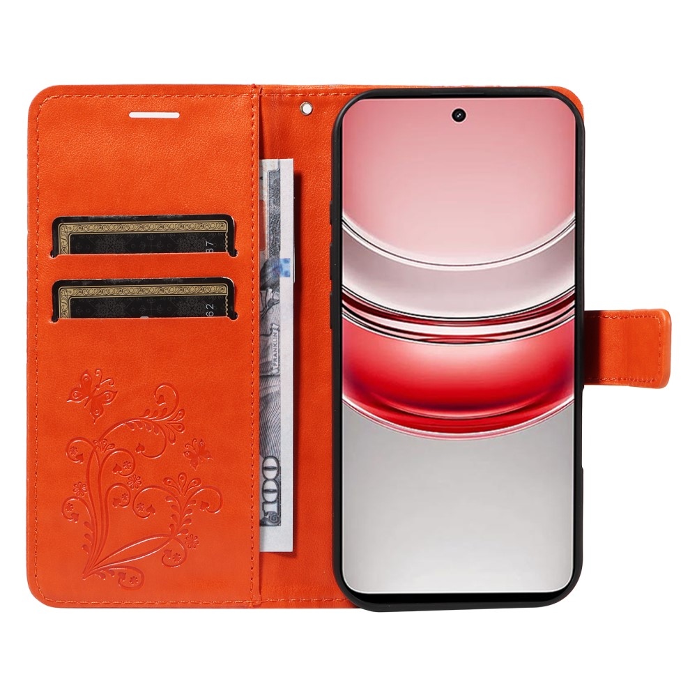 Big Butterfly knížkové pouzdro na Realme C75 - oranžové