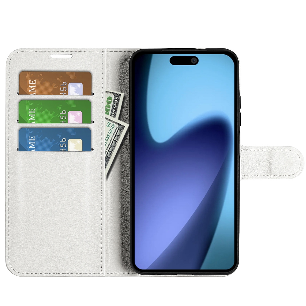 Litchi knížkové pouzdro na iPhone 17 Air - bílé