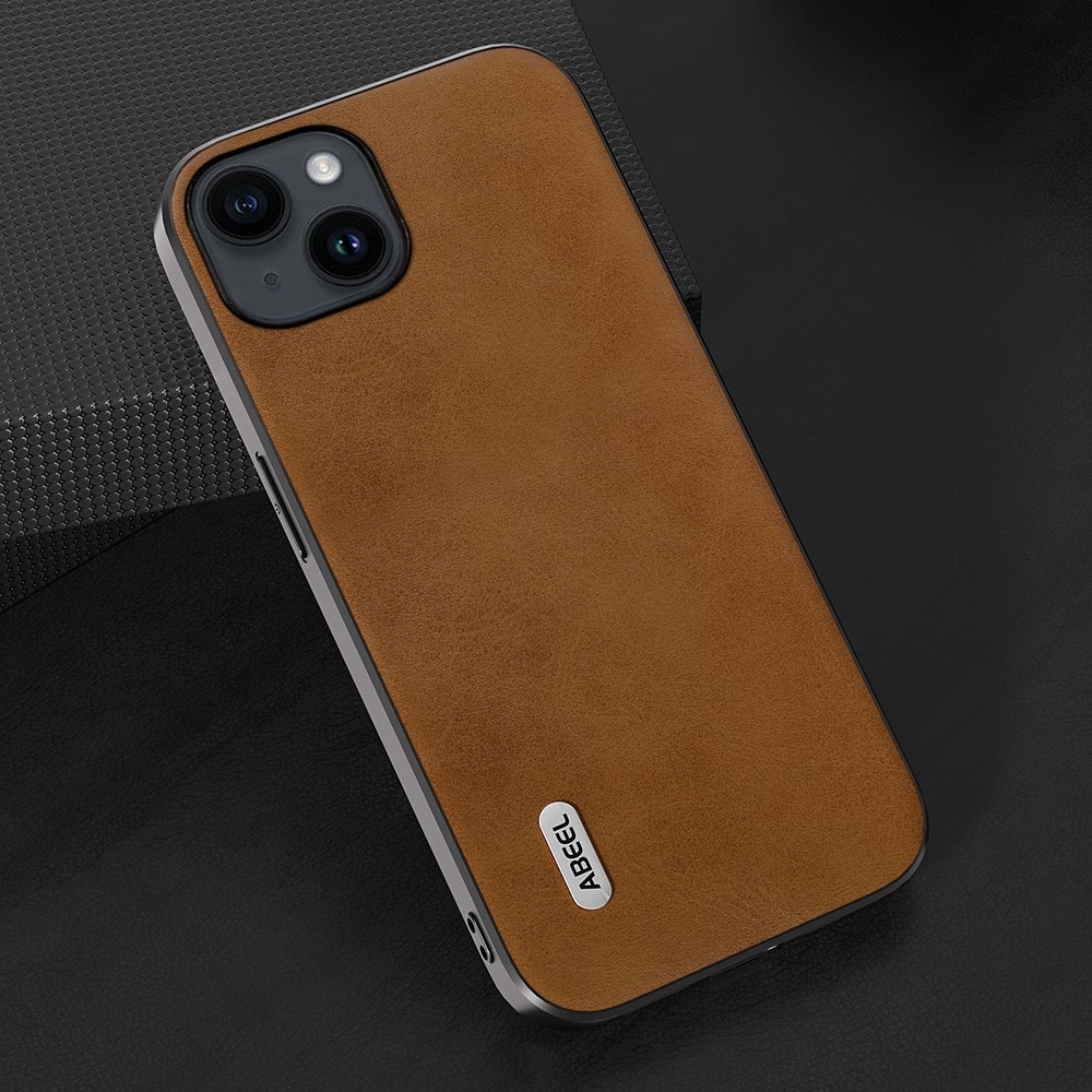 ABEEL gelový obal s pevnými zády na iPhone 15 - hnědý