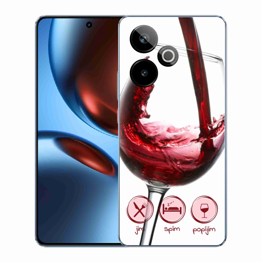 Gelový kryt mmCase na Realme GT 7 5G/GT 7T 5G - sklenička vína červené