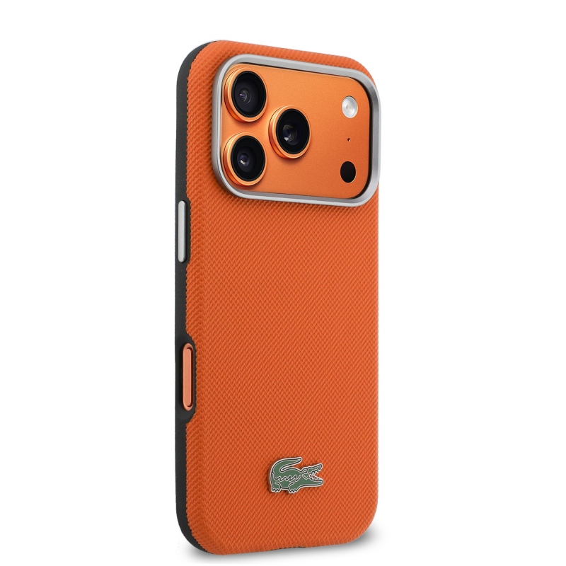 Lacoste PVC Petit Pique Semi Wrap MagSafe Kryt pro iPhone 17 Pro Max orange