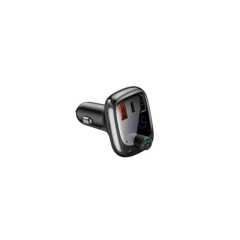 Baseus T Shaped S-13 Nabíječka Do Auta USB-A/USB-A/USB-C a FM Transmitter Black