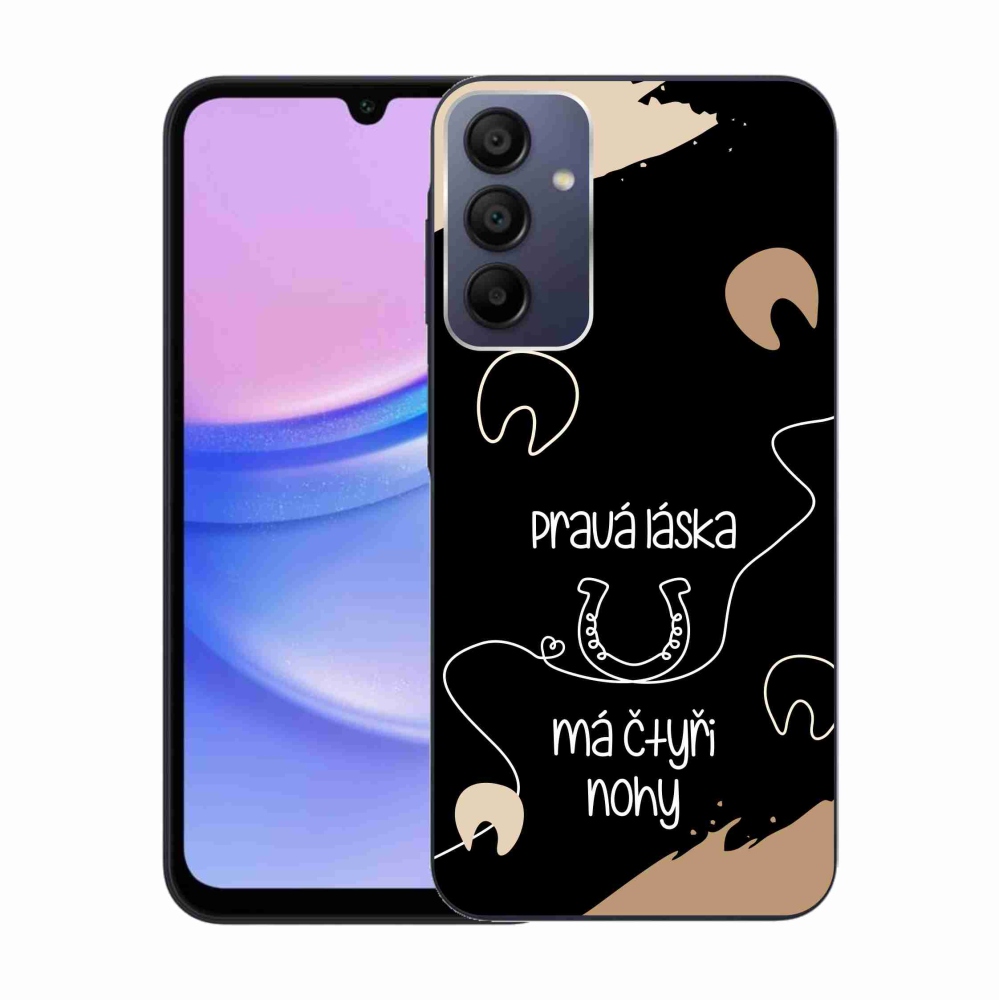 Gelový kryt mmCase na Samsung Galaxy A15 4G/5G - koňský motiv černé pozadí