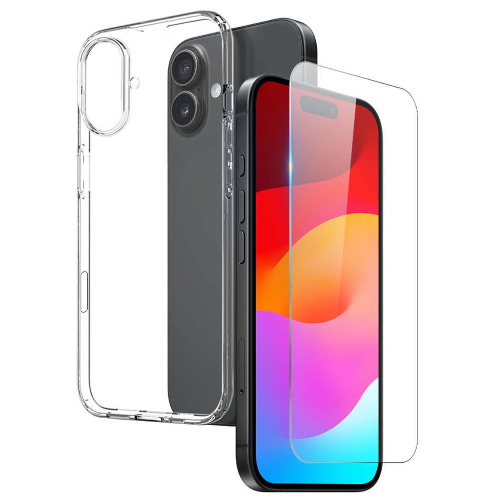 NORTHJO průhledný gelový obal + tvrzené sklo na iPhone 17 - průhledný