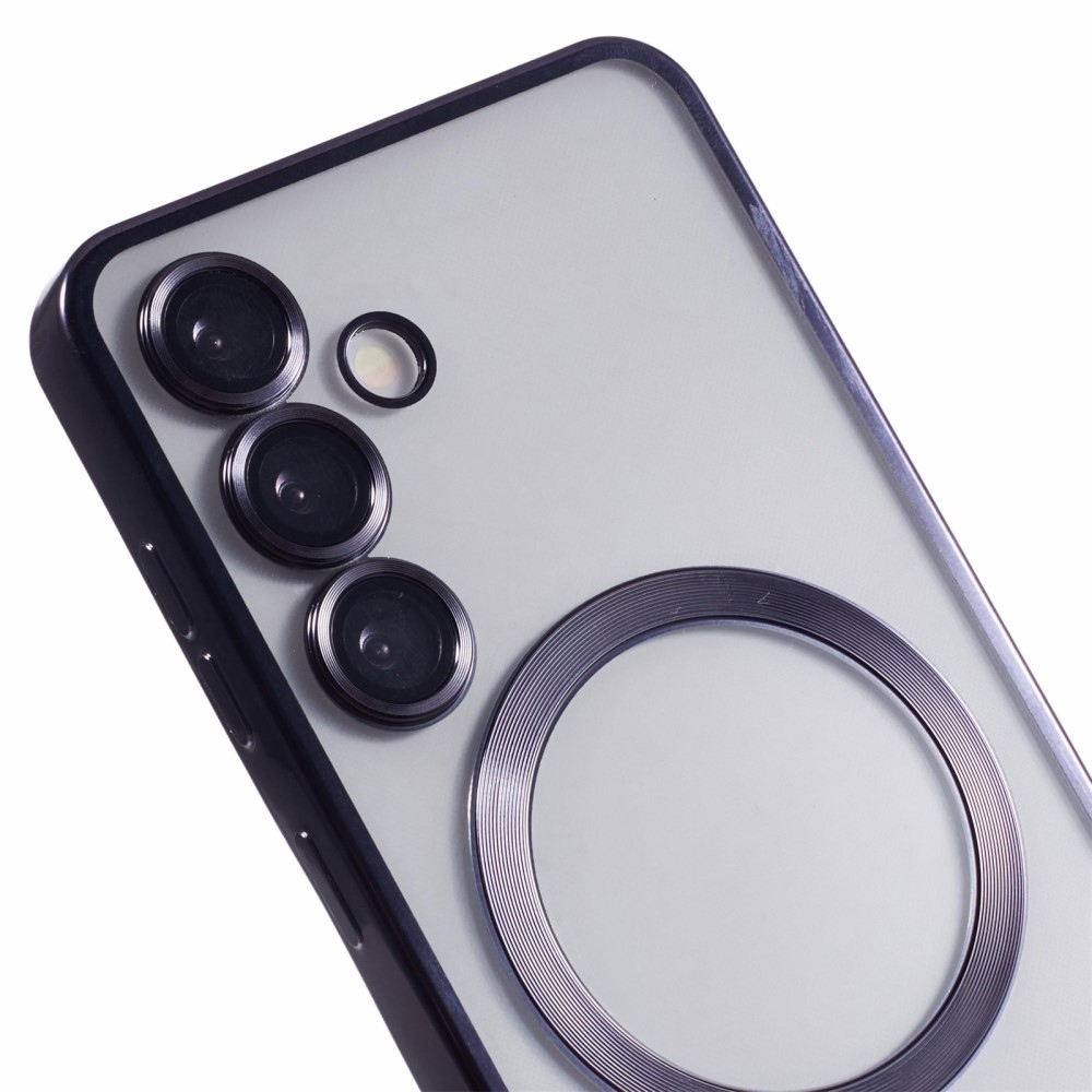 Clear obal s ochranou fotoaparátu a podporou MagSafe na Samsung Galaxy S25 - černý