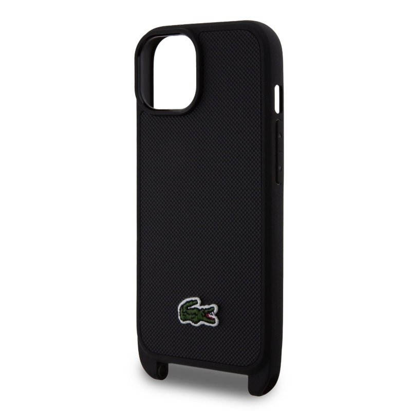 Lacoste Iconic Petit Pique Crossbody Popruh Woven Logo Zadní Kryt pro iPhone 15 Black