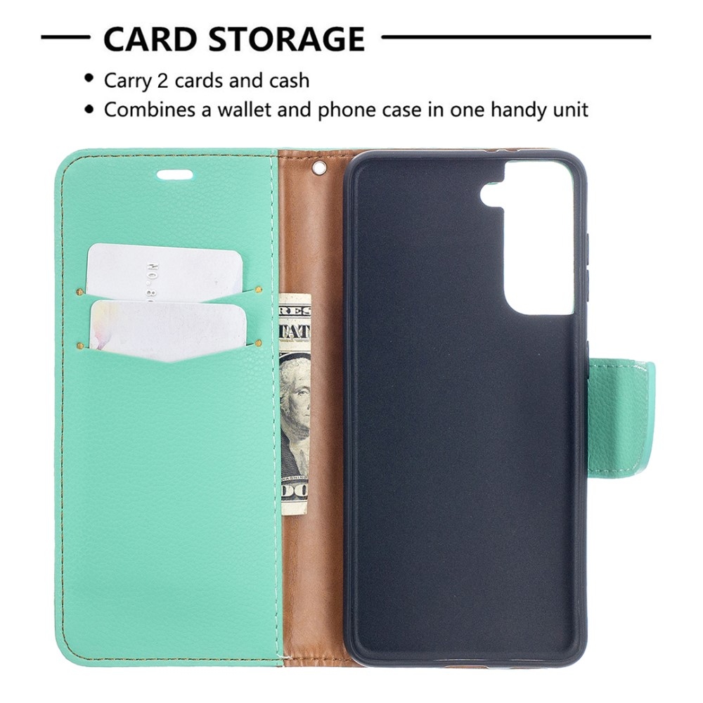 Wallet knížkové pouzdro na Samsung Galaxy S21 - modrozelené