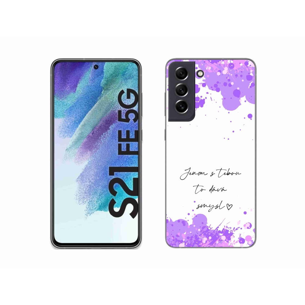 Gelový kryt mmCase na Samsung Galaxy S21 FE 5G - zamilovaný text bílé pozadí