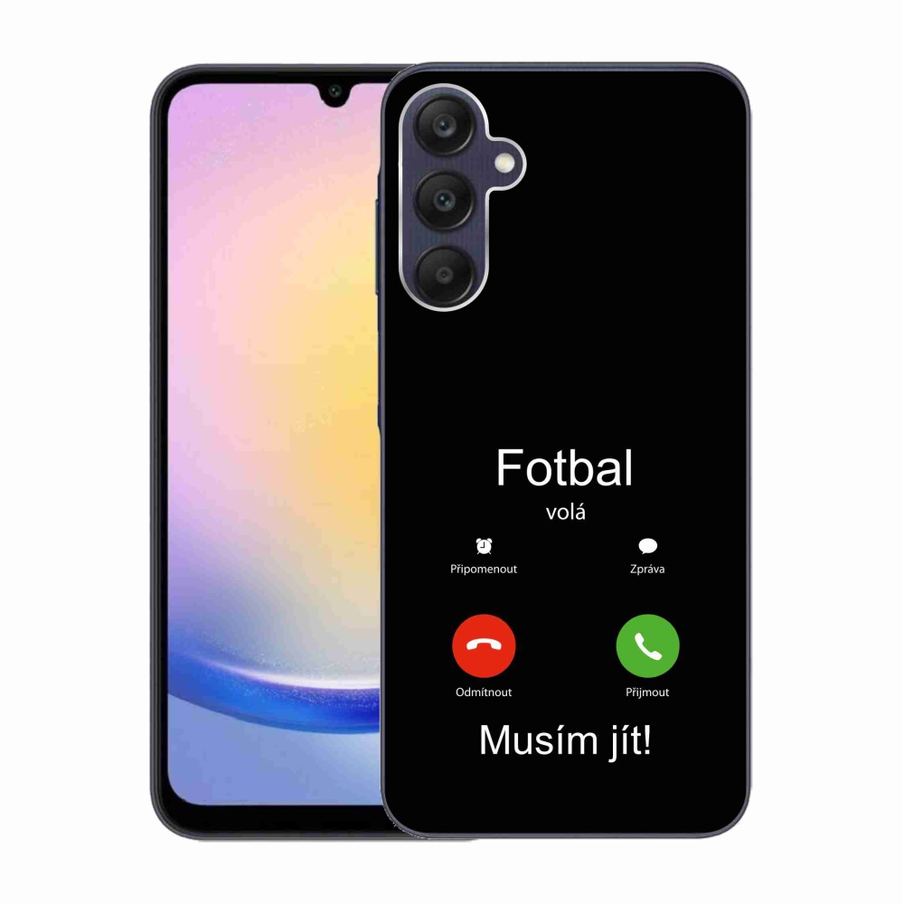 Gelový kryt mmCase na Samsung Galaxy A25 5G - fotbal volá černé pozadí