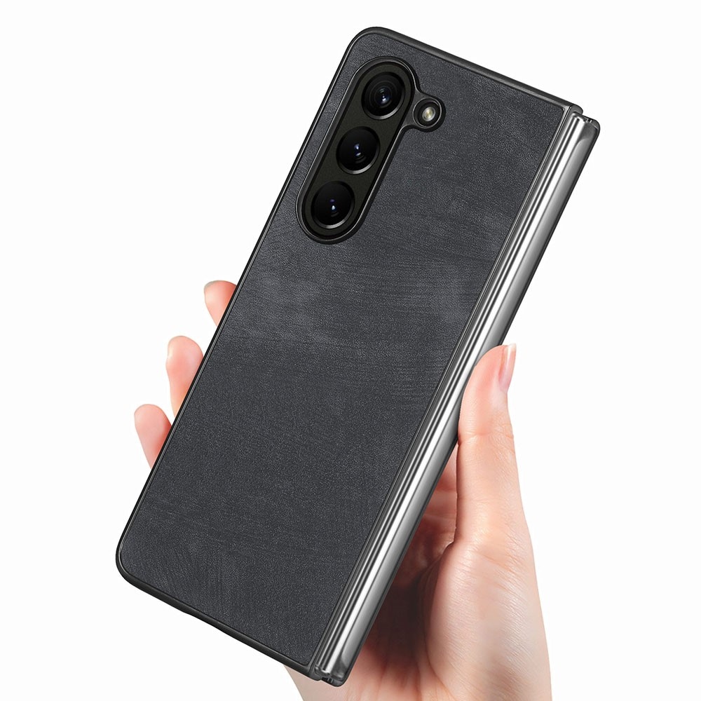 Vintage plastové pouzdro na Samsung Galaxy Z Fold5 5G - černé