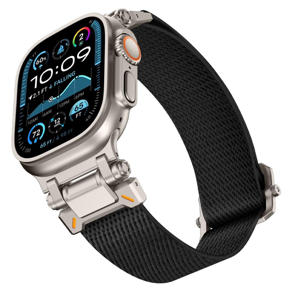 Titanium nylonový řemínek na Apple Watch Ultra/Ultra 2 49mm/SE/SE 2022/2023 44mm/10 46mm/9/8/7 45mm/6/5/4 44mm/3/2/1 42 mm - černý