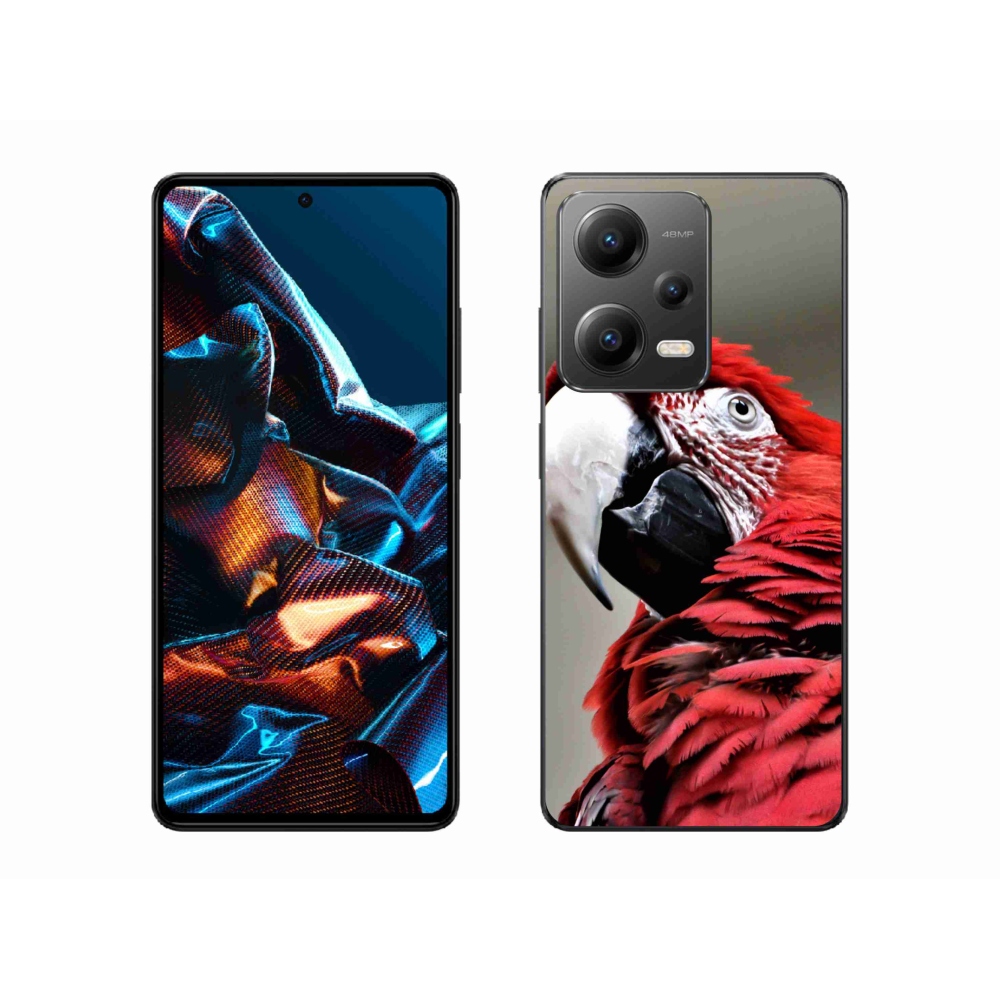Gelový obal mmCase na mobil Xiaomi Redmi Note 12 Pro 5G - papoušek ara červený