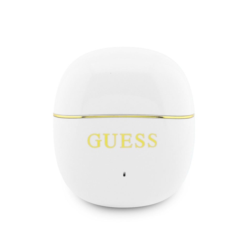 Guess Gold Line Glossy Classic Logo TWS Bezdrátová Sluchátka White