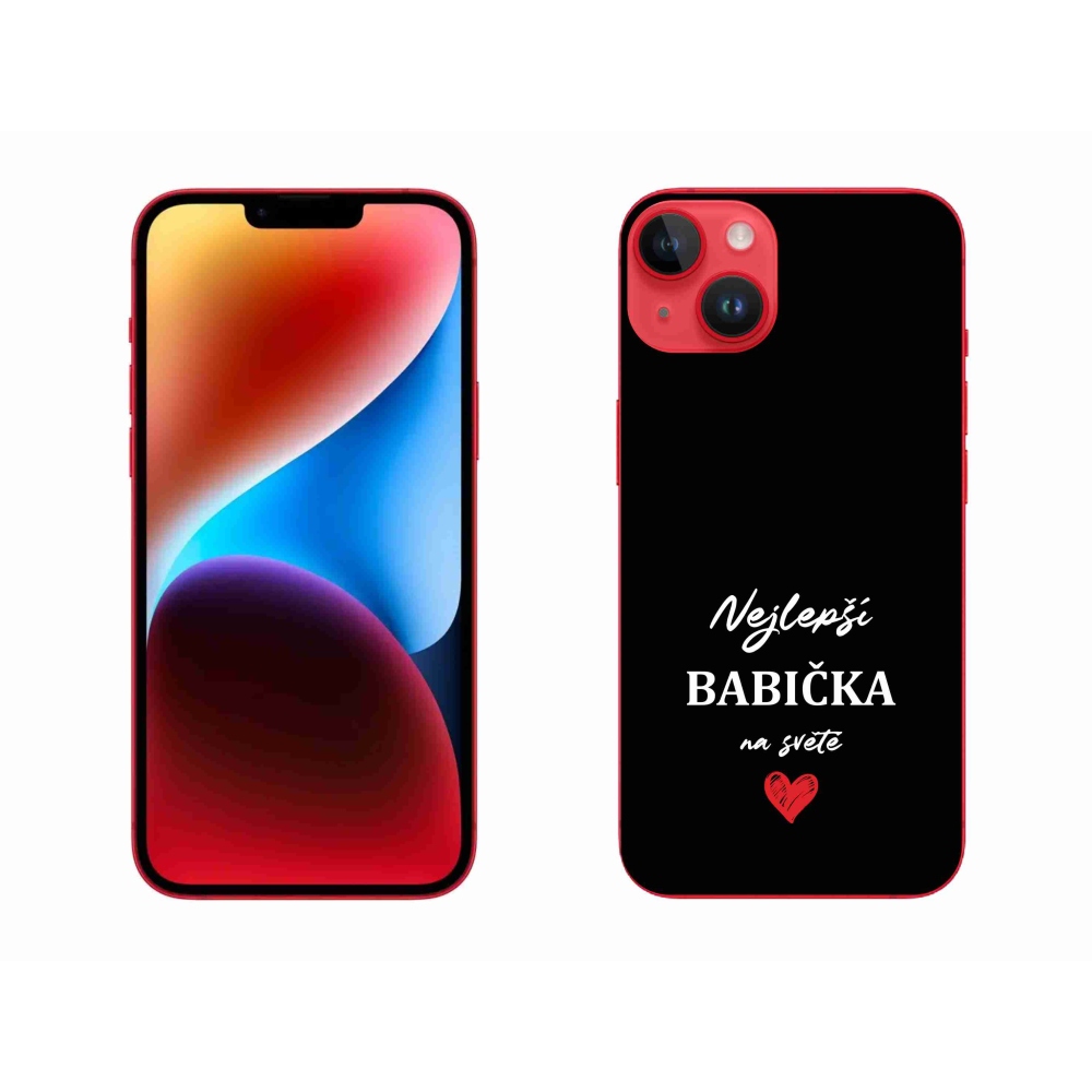 Gelový kryt mmCase na iPhone 14 Plus - nejlepší babička 1 černé pozadí