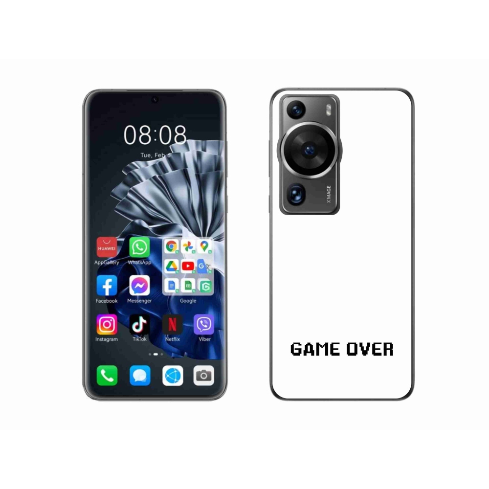 Gelový kryt mmCase na Huawei P60 Pro - game over bílé pozadí