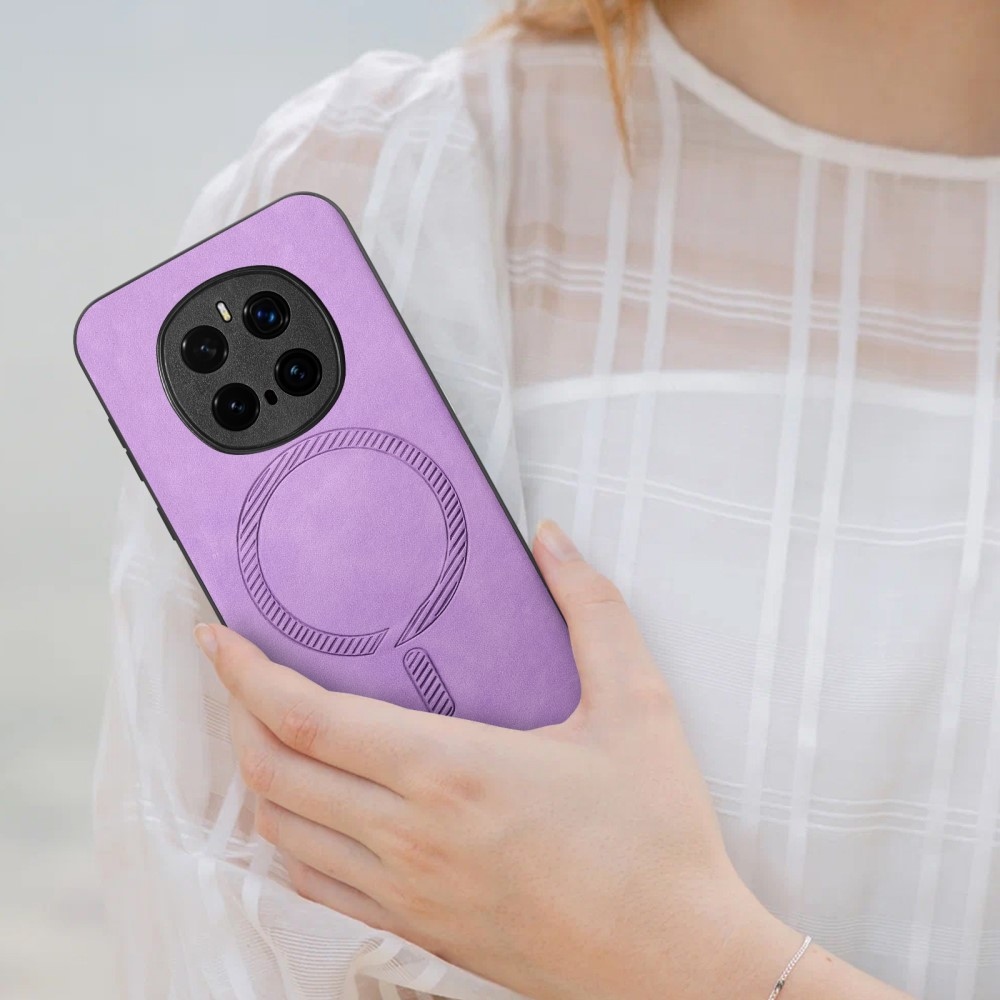Skiny gelový obal s umělou kůží a podporou MagSafe na Honor Magic 7 Pro 5G - fialový