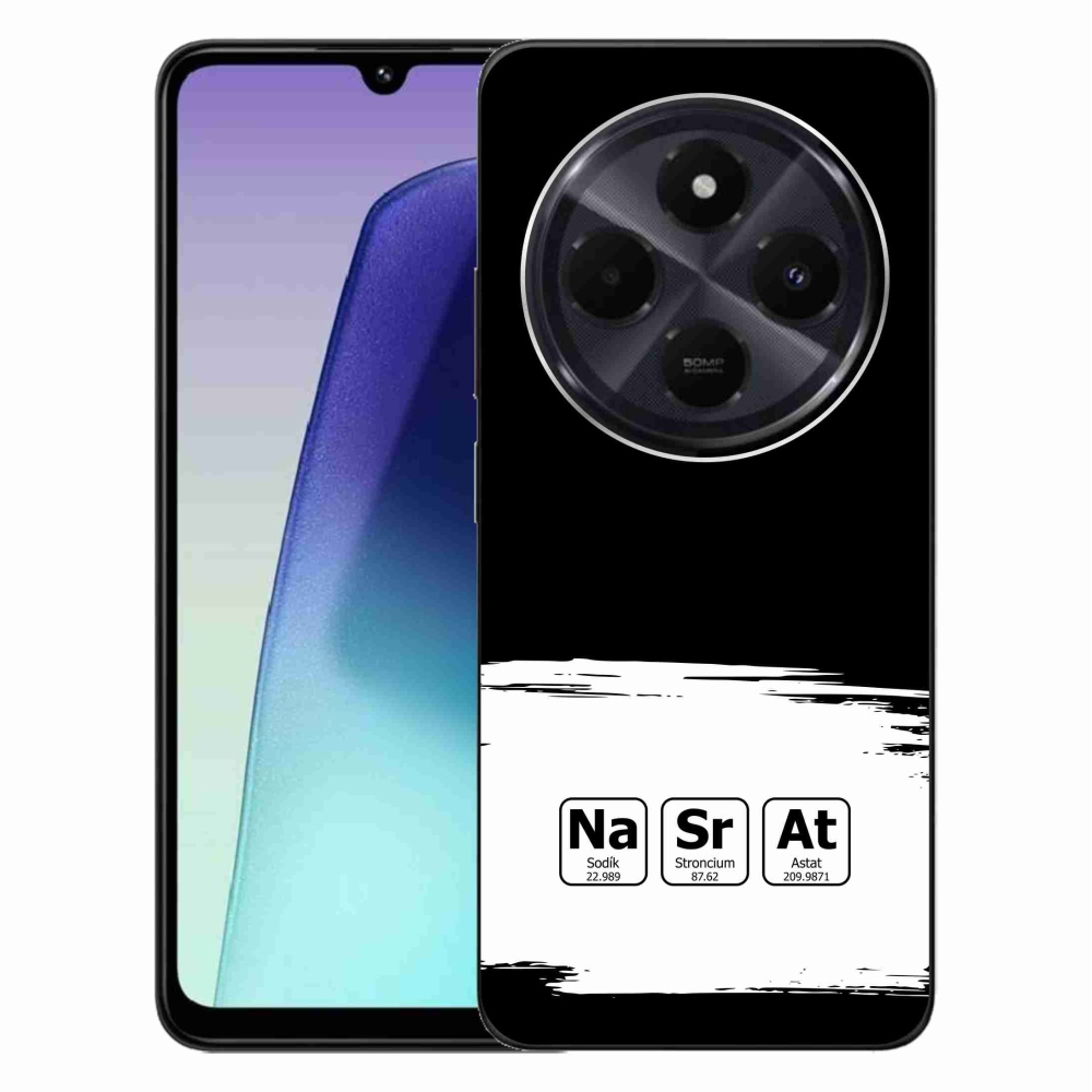 Gelový kryt mmCase na Xiaomi Redmi 14C/Poco C75 - chemické prvky bíločerné pozadí
